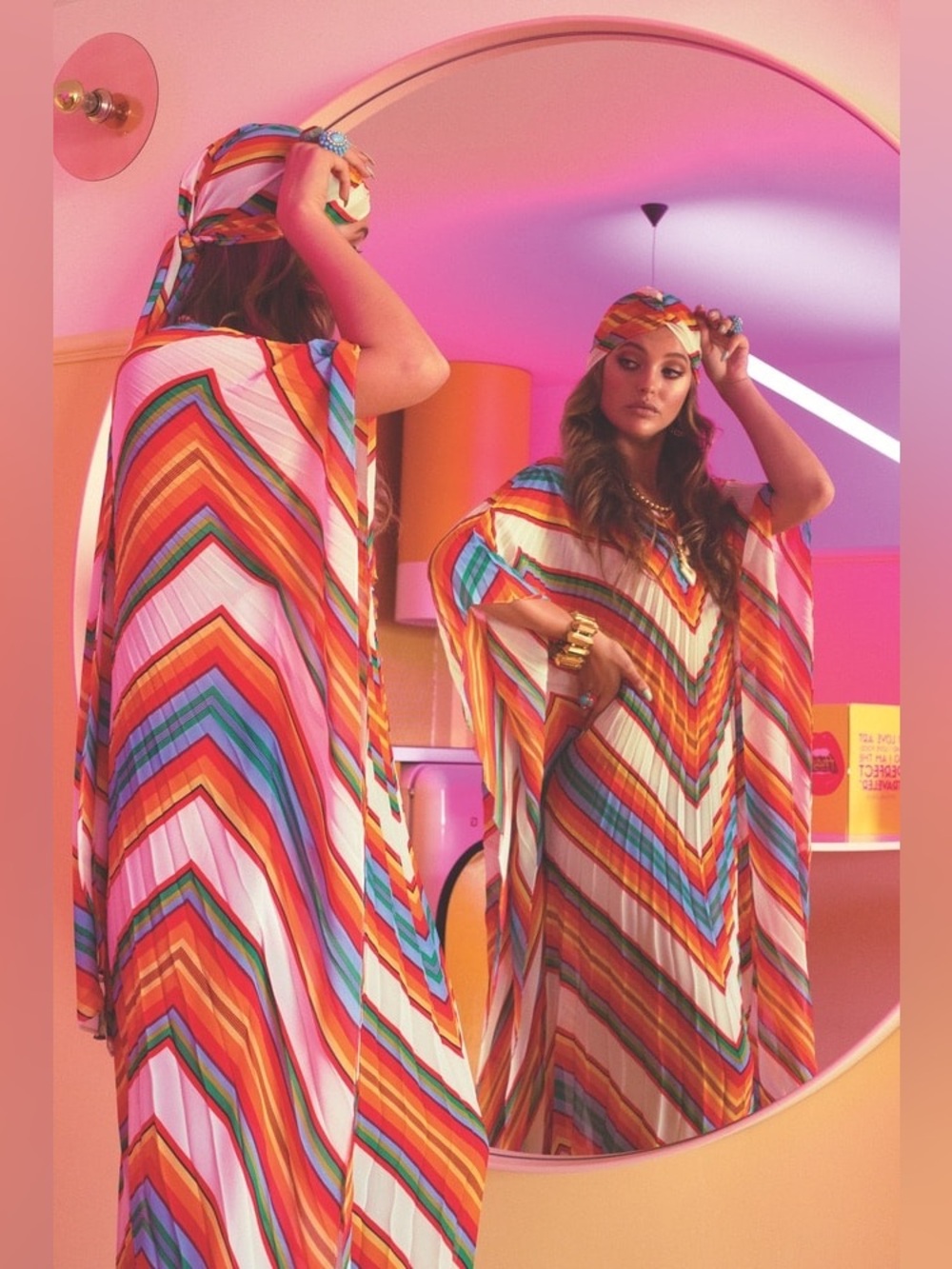 JULIA CLANCEY Club Tropicana Bespoke Kaftan and Matching Turban